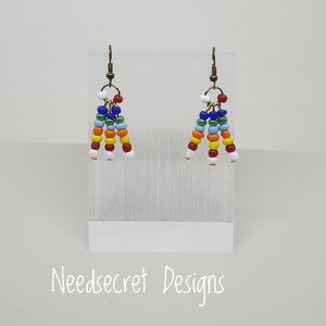 Colored Beaded Hippie Style Drop Earrings